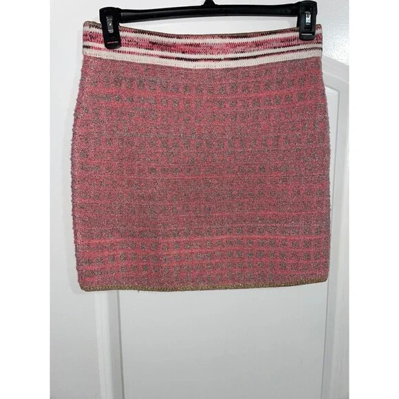 L'Agence Julius Tweed Waffle Stitch Knit Stretch Mini Skirt size M NWT